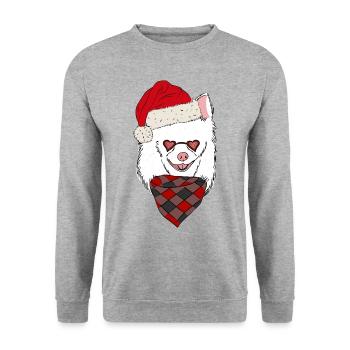 Chihuahua White Christmas Christmas Hat - Unisex Sweatshirt - salt & pepper - Front - Alina (178cm) & Michal (187cm)