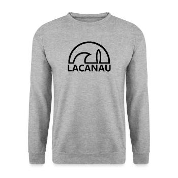 Lacanau soleil planche de surf noir minimaliste - Sweat-shirt Unisexe - gris chiné - Devant - Alina (178cm) & Michal (187cm)