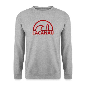 Lacanau soleil planche de surf rouge minimaliste - Sweat-shirt Unisexe - gris chiné - Devant - Alina (178cm) & Michal (187cm)