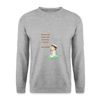 Koran Surah verse Allah Allah Islam Muslim Gift - Unisex Sweatshirt - salt & pepper - Front - Alina (178cm) & Michal (187cm)