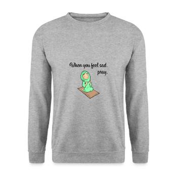 Islam Koran Sure Zitat Allah Gebet Moslem Geschenk - Unisex Pullover - Weißgrau meliert - Vorne - Alina (178cm) & Michal (187cm)