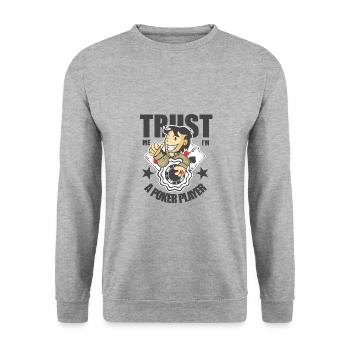 Poker Player Casino Gambling Cards Gift - Unisex Sweatshirt - salt & pepper - Front - Alina (178cm) & Michal (187cm)