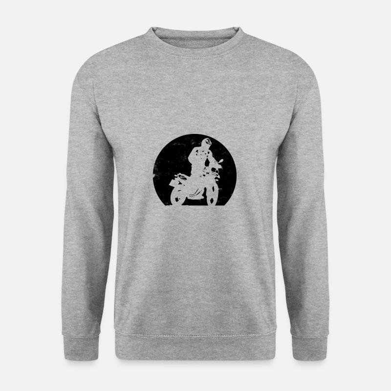 Motorrad Fahrer Mond Motocross Tour Geschenk - Unisex Pullover - Weißgrau meliert