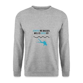 Taucher Lustig Tauchen Prüfung Abzeichen Geschenk - Unisex Pullover - Weißgrau meliert - Vorne - Alina (178cm) & Michal (187cm)