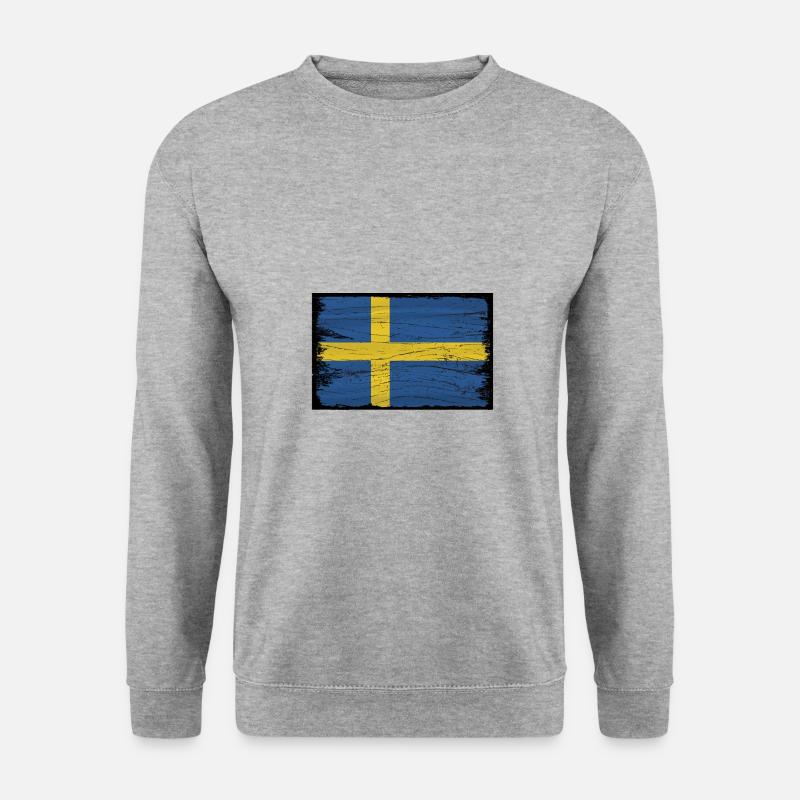 Vintage Flagge Land Schweden 3 D schwedisch - Unisex Pullover - Weißgrau meliert