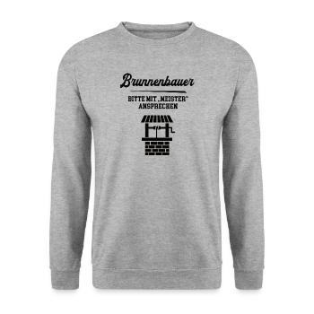 Brunnenbauer Meister Prüfung Bestanden Brunnenbau - Unisex Pullover - Weißgrau meliert - Vorne - Alina (178cm) & Michal (187cm)