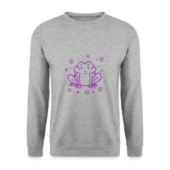 Frosch - Unisex Pullover - Weißgrau meliert - Vorne - Alina (178cm) & Michal (187cm)
