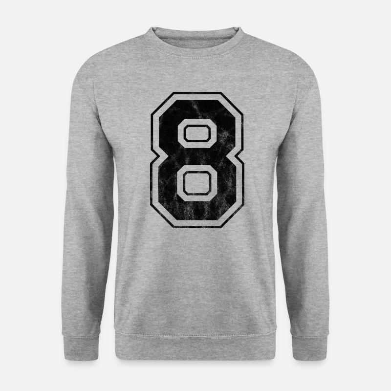 Nummer 8 - Unisex Pullover - Weißgrau meliert