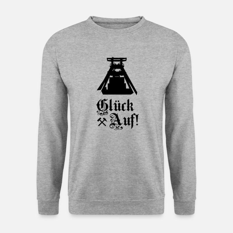 Glück auf! Bergbau, Schlägel und Eisen, Zechentrum - Unisex Pullover - Weißgrau meliert