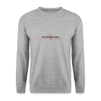 Rettungsdienst Notfallsanitäter Sanitäter Geschenk - Unisex Pullover - Weißgrau meliert - Vorne - Alina (178cm) & Michal (187cm)