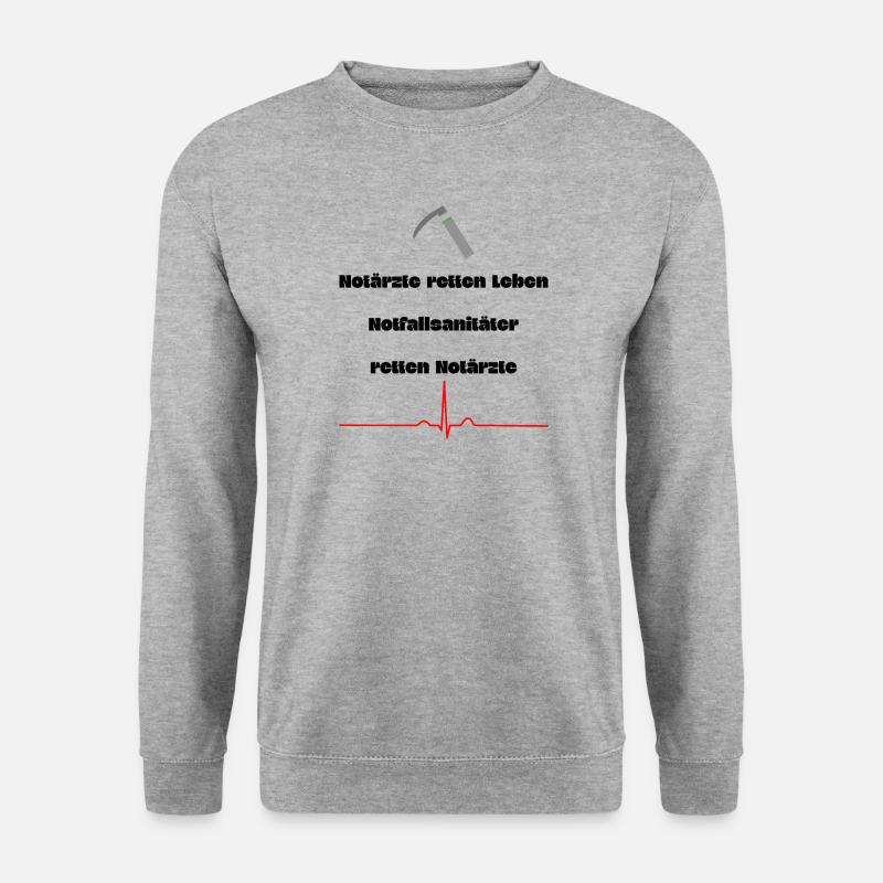 Notfallsanitäter retten Notärzte Spruch lustig - Unisex Pullover - Weißgrau meliert