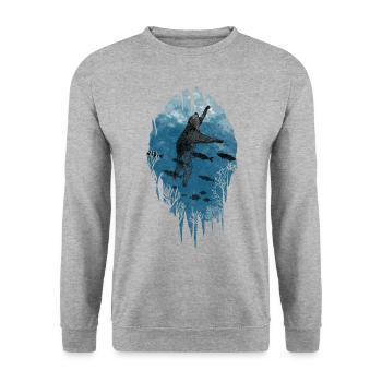 Scuba Diving Sloth Lazy Animal Diving I Gift - Unisex Sweatshirt - salt & pepper - Front - Alina (178cm) & Michal (187cm)