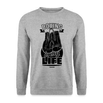 Boxing Is My Life - Unisex Pullover - Weißgrau meliert - Vorne - Alina (178cm) & Michal (187cm)