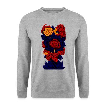 Flowers (dark blue, red, yellow) - Unisex Sweatshirt - salt & pepper - Front - Alina (178cm) & Michal (187cm)