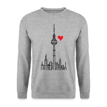 Love Berlin - Unisex Pullover - Weißgrau meliert - Vorne - Alina (178cm) & Michal (187cm)