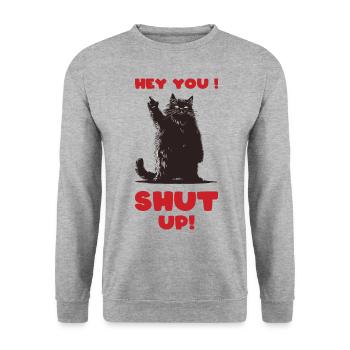 Fat CatFingers - Unisex Pullover - Weißgrau meliert - Vorne - Alina (178cm) & Michal (187cm)