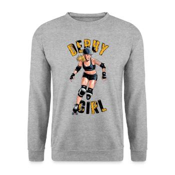 Roller Derby für einen Rollschuhfahrerin - Unisex Pullover - Weißgrau meliert - Vorne - Alina (178cm) & Michal (187cm)