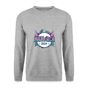 Mallorca 2024 Urlaub - Unisex Pullover - Weißgrau meliert - Vorne - Alina (178cm) & Michal (187cm)