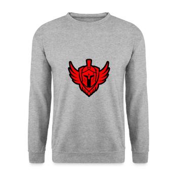 Spartaner Helm Symbol - Unisex Pullover - Weißgrau meliert - Vorne - Alina (178cm) & Michal (187cm)