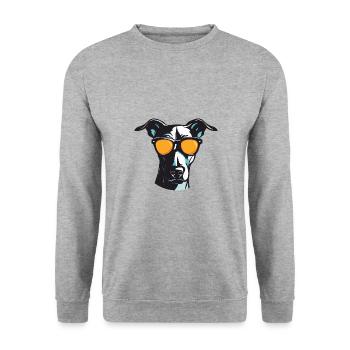 Greyhound Hund Hipster Cool Party - Unisex Pullover - Weißgrau meliert - Vorne - Alina (178cm) & Michal (187cm)