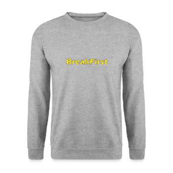 BreakFirstX - Unisex Pullover - Weißgrau meliert - Vorne - Alina (178cm) & Michal (187cm)