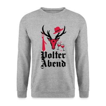 163 Edel Hirsch Polterabend JGA Wein Hut Krawatte - Unisex Pullover - Weißgrau meliert - Vorne - Alina (178cm) & Michal (187cm)