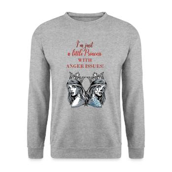 I'm just a little Princess with Anger Issues - Unisex Pullover - Weißgrau meliert - Vorne - Alina (178cm) & Michal (187cm)