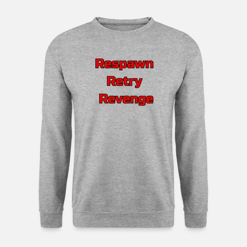 Respawn Retry Revenge  - Unisex Pullover - Weißgrau meliert
