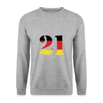 21 Numéro Jersey Allemagne - Sweat-shirt Unisexe - gris chiné - Devant - Alina (178cm) & Michal (187cm)