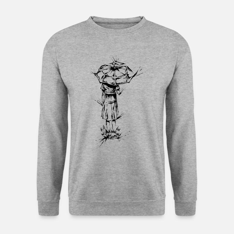 Frau im Regen - Unisex Pullover - Weißgrau meliert