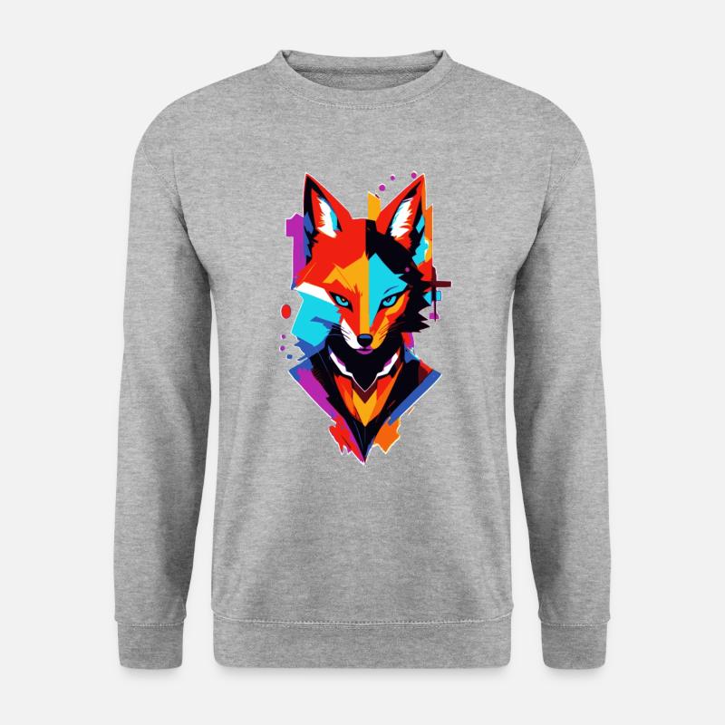 bunter comic Fuchs - Unisex Pullover - Weißgrau meliert