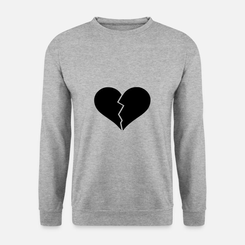 Herz zerbrochen Design gebrochenes Herz - Unisex Pullover - Weißgrau meliert