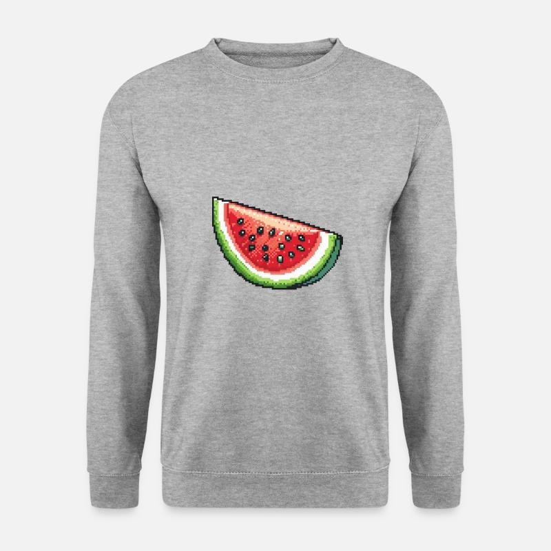 Icône pixel pastèque - Sweat-shirt Unisexe - gris chiné