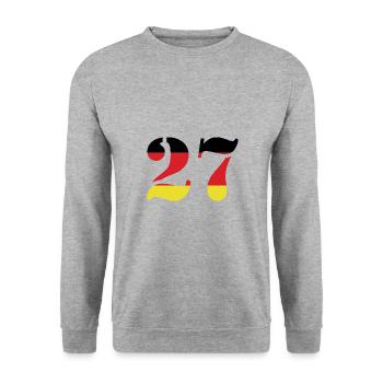 27 Numéro Jersey Allemagne - Sweat-shirt Unisexe - gris chiné - Devant - Alina (178cm) & Michal (187cm)
