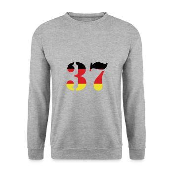 37 Numéro Jersey Allemagne - Sweat-shirt Unisexe - gris chiné - Devant - Alina (178cm) & Michal (187cm)