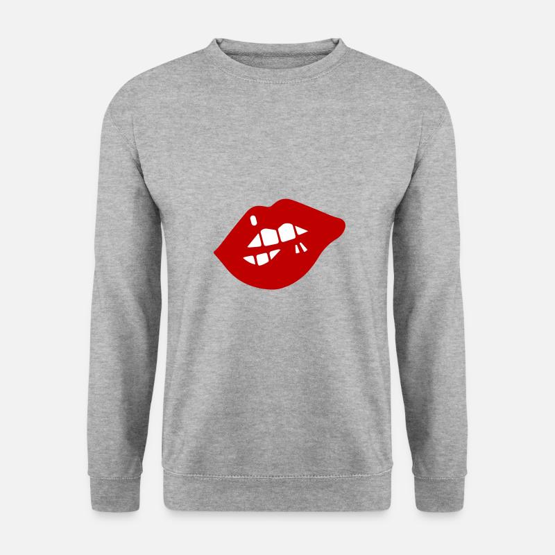 Lippen Symbol - Unisex Pullover - Weißgrau meliert