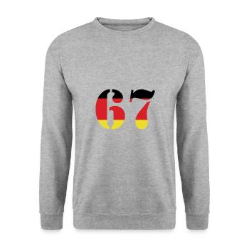 67 Numéro Jersey Allemagne - Sweat-shirt Unisexe - gris chiné - Devant - Alina (178cm) & Michal (187cm)