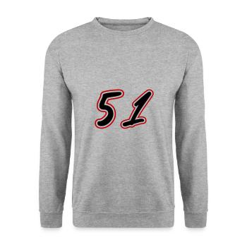 51 Zahl Symbol - Unisex Pullover - Weißgrau meliert - Vorne - Alina (178cm) & Michal (187cm)