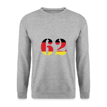 62 Numéro Jersey Allemagne - Sweat-shirt Unisexe - gris chiné - Devant - Alina (178cm) & Michal (187cm)