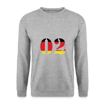 2 Zahl Trikot Deutschland - Unisex Pullover - Weißgrau meliert - Vorne - Alina (178cm) & Michal (187cm)