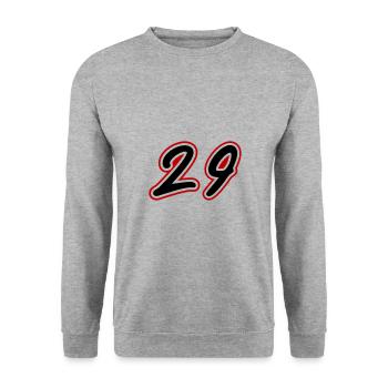 29 Zahl symbol - Unisex Pullover - Weißgrau meliert - Vorne - Alina (178cm) & Michal (187cm)
