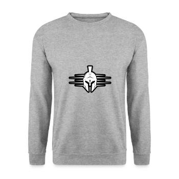 Spartaner Helm Krieger Gladiator - Unisex Pullover - Weißgrau meliert - Vorne - Alina (178cm) & Michal (187cm)