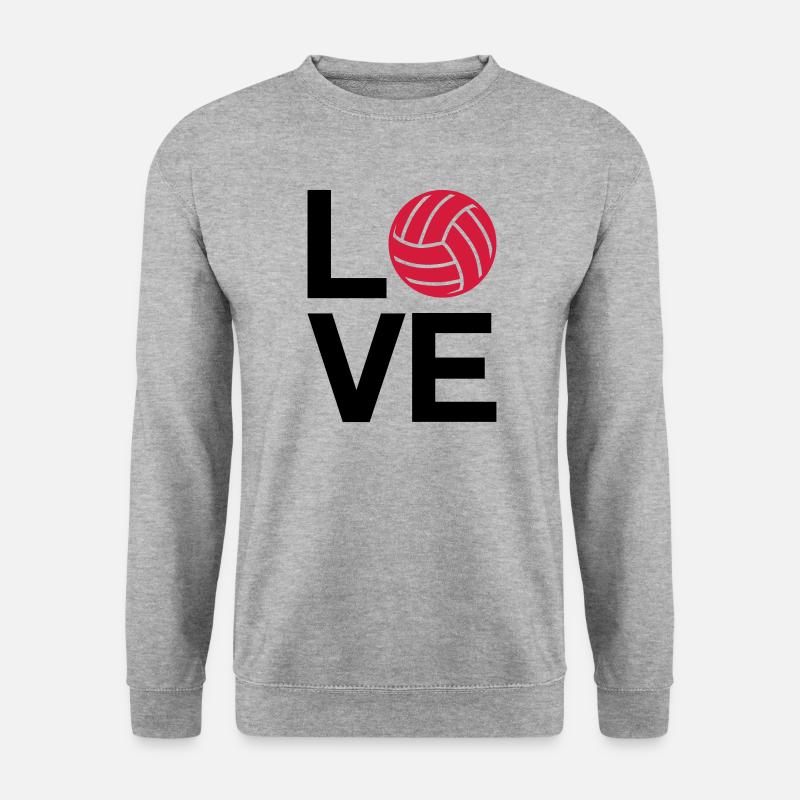 liebe, Volleyball - Unisex Pullover - Weißgrau meliert