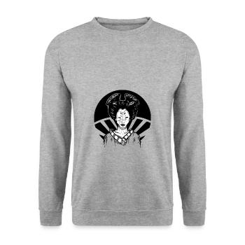Hand drawn geisha vintage style, illustration - Unisex Sweatshirt - salt & pepper - Front - Alina (178cm) & Michal (187cm)