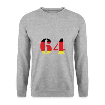 64 Numéro Jersey Allemagne - Sweat-shirt Unisexe - gris chiné - Devant - Alina (178cm) & Michal (187cm)