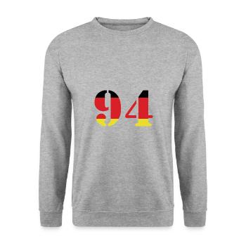 94 Numéro Jersey Allemagne - Sweat-shirt Unisexe - gris chiné - Devant - Alina (178cm) & Michal (187cm)