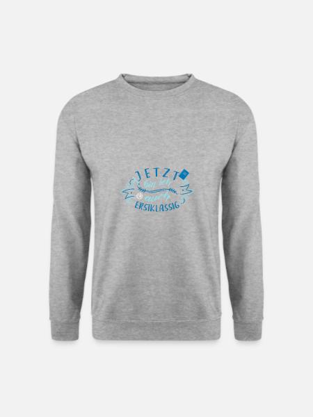 Kinder Einschulung - Jungs Schultüte - Vorfreude - Unisex Pullover - Weißgrau meliert