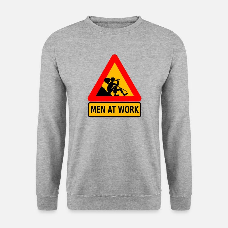 Mann beim arbeiten - Unisex Pullover - Weißgrau meliert