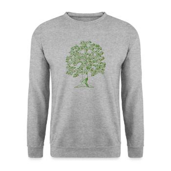 Baum Zeichnung - Unisex Pullover - Weißgrau meliert - Vorne - Alina (178cm) & Michal (187cm)