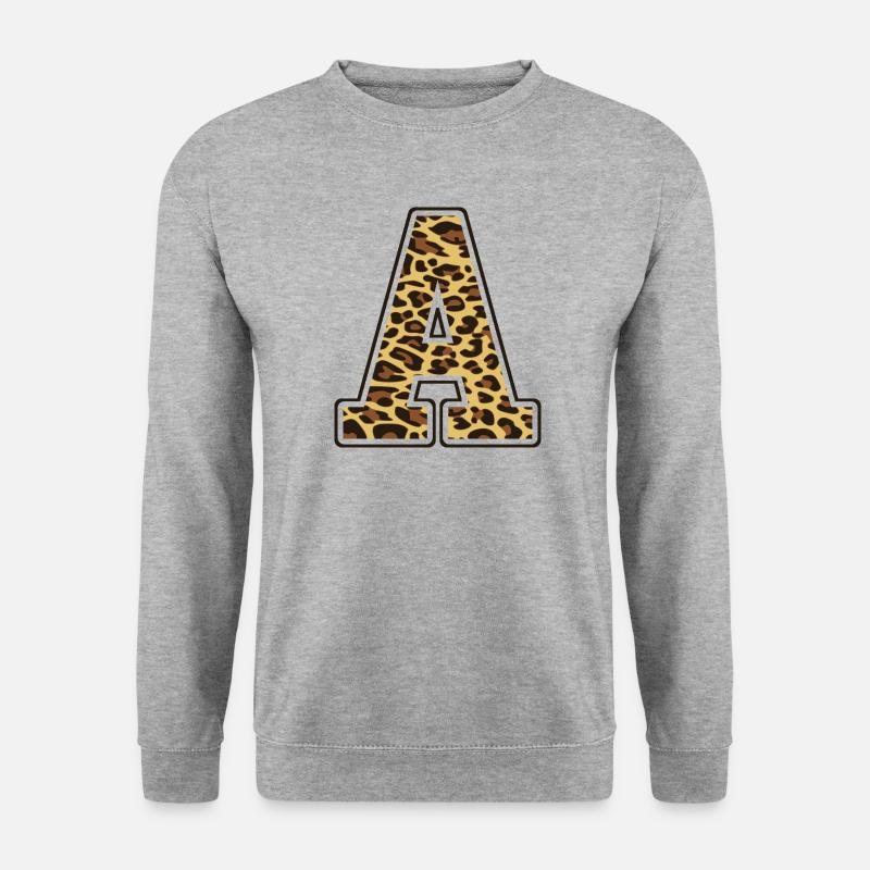Buchstabe A Leopardenmuster - Unisex Pullover - Weißgrau meliert